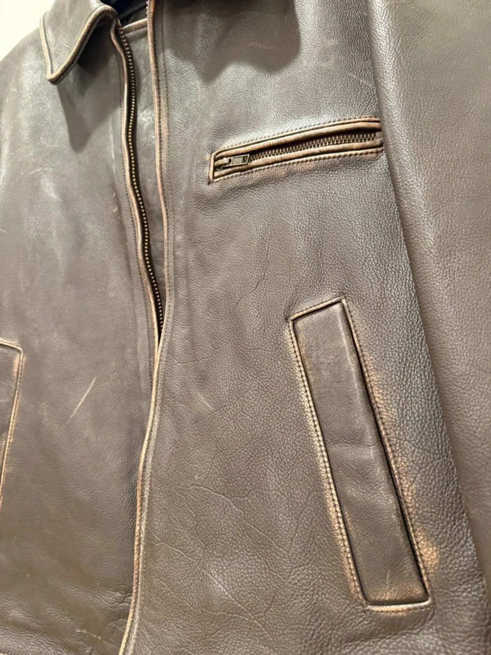 Mango Oversized Worn Effect Leather Jacket Allsaints Zara - Picture 7 of 12